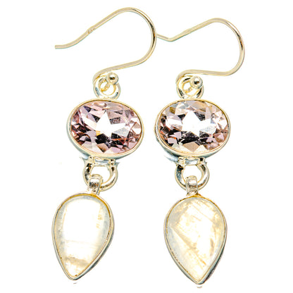 Rainbow Moonstone, Pink Amethyst Earrings handcrafted by Ana Silver Co - EARR429804 - Photo 2