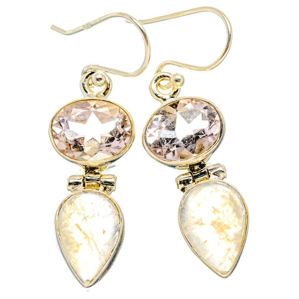 Rainbow Moonstone, Pink Amethyst Earrings handcrafted by Ana Silver Co - EARR429807 - Photo 2