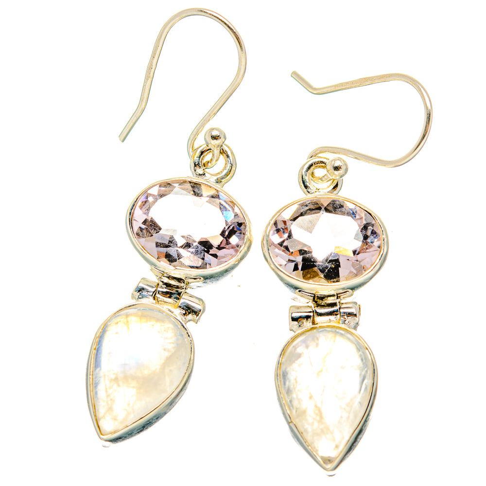 Rainbow Moonstone, Pink Amethyst Earrings handcrafted by Ana Silver Co - EARR429817 - Photo 2