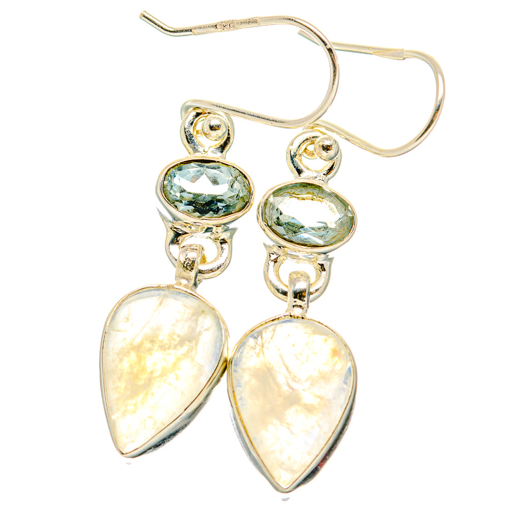 Rainbow Moonstone, Blue Topaz Earrings handcrafted by Ana Silver Co - EARR429818 - Photo 2