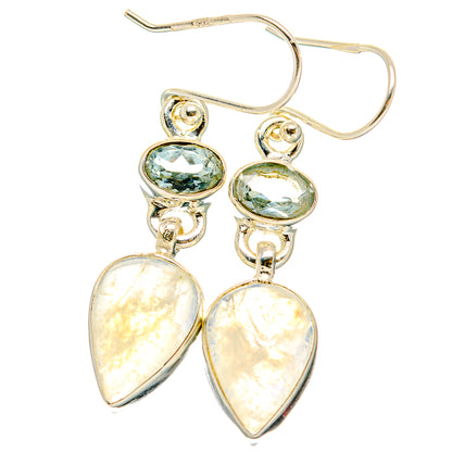 Rainbow Moonstone, Blue Topaz Earrings handcrafted by Ana Silver Co - EARR429818 - Photo 2