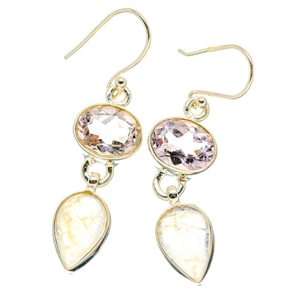 Rainbow Moonstone, Pink Amethyst Earrings handcrafted by Ana Silver Co - EARR429827 - Photo 2