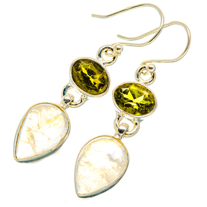 Rainbow Moonstone, Green Tourmaline Earrings handcrafted by Ana Silver Co - EARR429832 - Photo 2