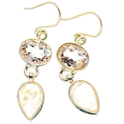 Rainbow Moonstone, Pink Amethyst Earrings handcrafted by Ana Silver Co - EARR429833 - Photo 2