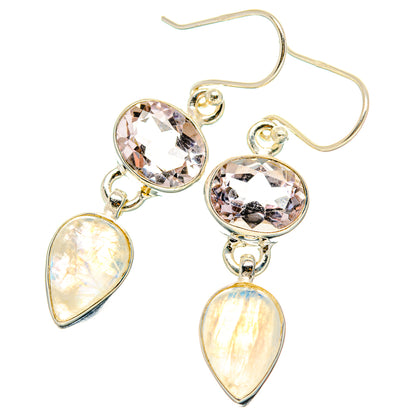 Rainbow Moonstone, Pink Amethyst Earrings handcrafted by Ana Silver Co - EARR429838 - Photo 2