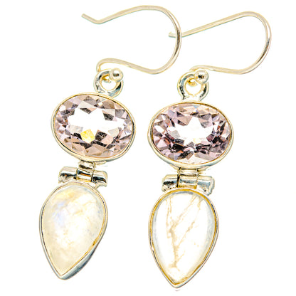 Rainbow Moonstone, Pink Amethyst Earrings handcrafted by Ana Silver Co - EARR429840 - Photo 2