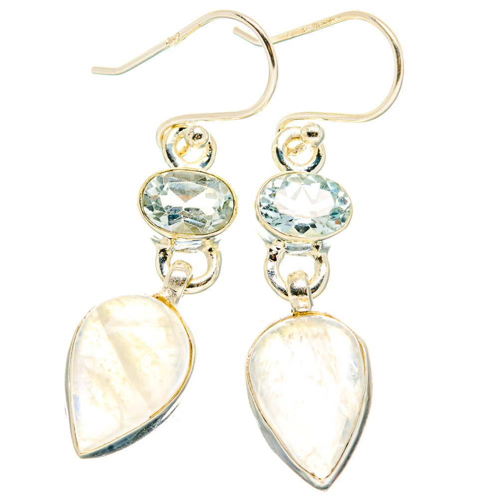 Rainbow Moonstone, Blue Topaz Earrings handcrafted by Ana Silver Co - EARR429842 - Photo 2
