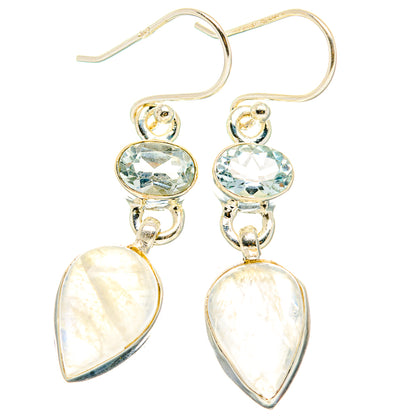 Rainbow Moonstone, Blue Topaz Earrings handcrafted by Ana Silver Co - EARR429842 - Photo 2