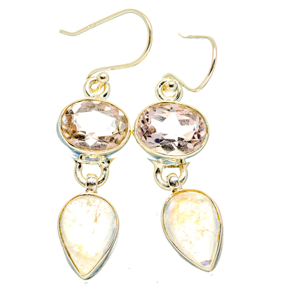 Rainbow Moonstone, Pink Amethyst Earrings handcrafted by Ana Silver Co - EARR429844 - Photo 2
