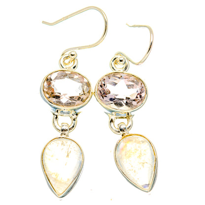 Rainbow Moonstone, Pink Amethyst Earrings handcrafted by Ana Silver Co - EARR429844 - Photo 2