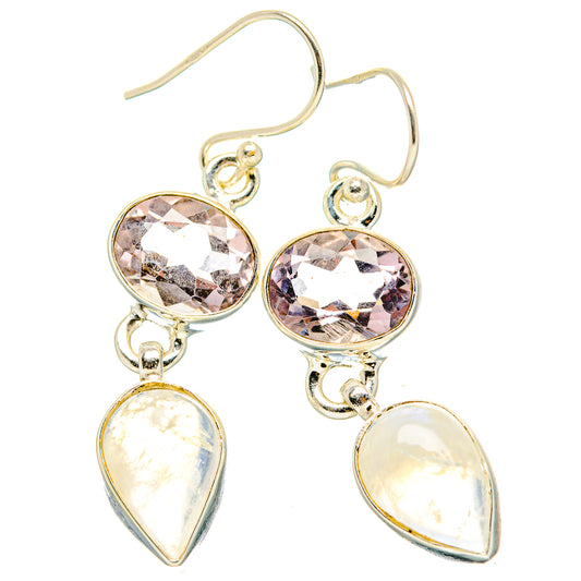 Rainbow Moonstone, Pink Amethyst Earrings handcrafted by Ana Silver Co - EARR429848 - Photo 2