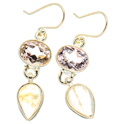 Rainbow Moonstone, Pink Amethyst Earrings handcrafted by Ana Silver Co - EARR429851 - Photo 2