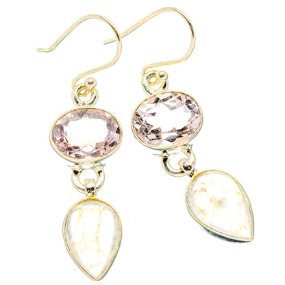 Rainbow Moonstone, Pink Amethyst Earrings handcrafted by Ana Silver Co - EARR429856 - Photo 2