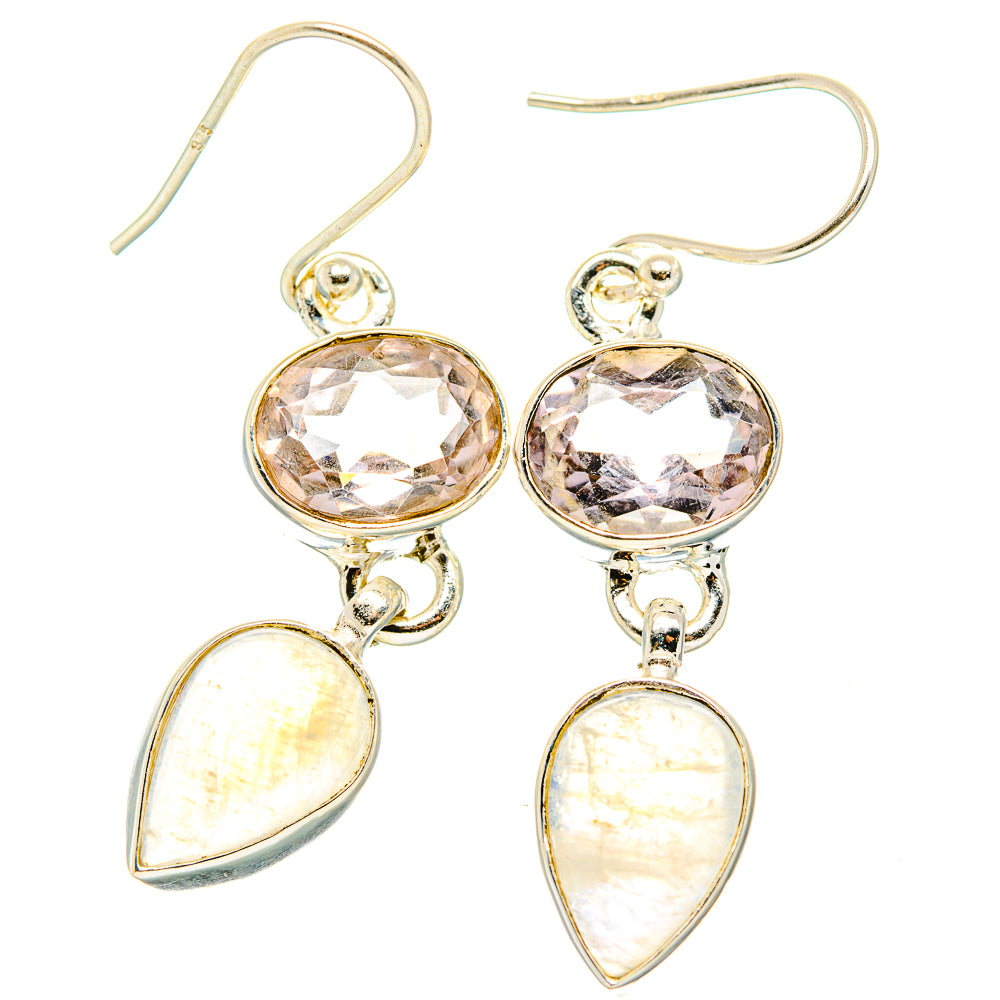 Rainbow Moonstone, Pink Amethyst Earrings handcrafted by Ana Silver Co - EARR429858 - Photo 2