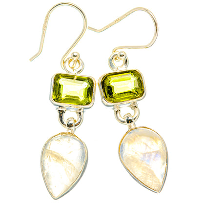 Rainbow Moonstone, Peridot Earrings handcrafted by Ana Silver Co - EARR429865 - Photo 2