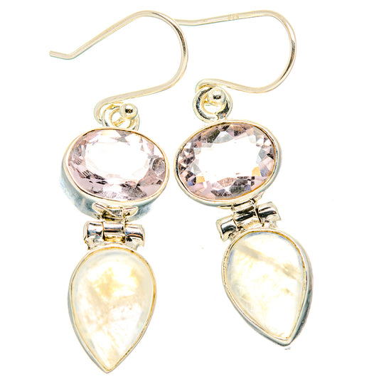 Rainbow Moonstone, Pink Amethyst Earrings handcrafted by Ana Silver Co - EARR429869 - Photo 2