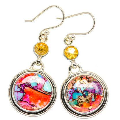 Kingman Pink Dahlia Turquoise Earrings handcrafted by Ana Silver Co - EARR429884 - Photo 2
