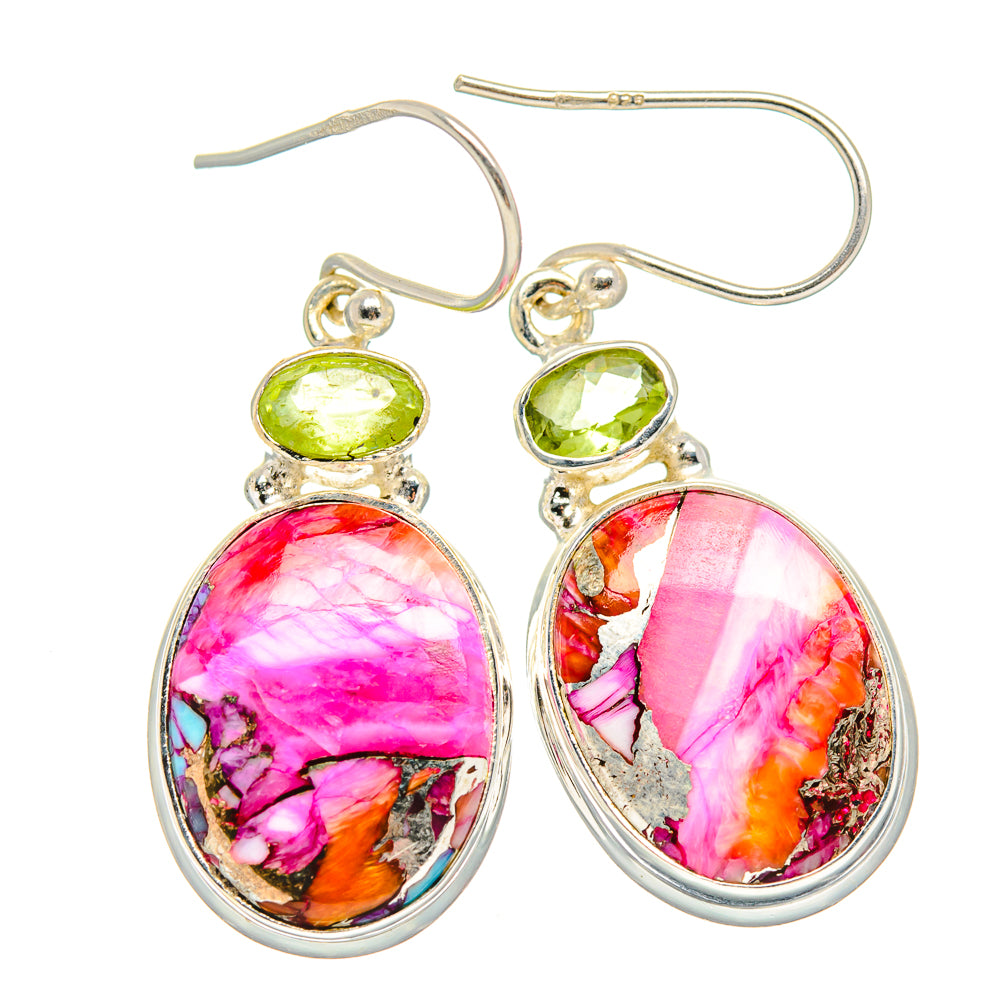 Kingman Pink Dahlia Turquoise Earrings handcrafted by Ana Silver Co - EARR429887 - Photo 2
