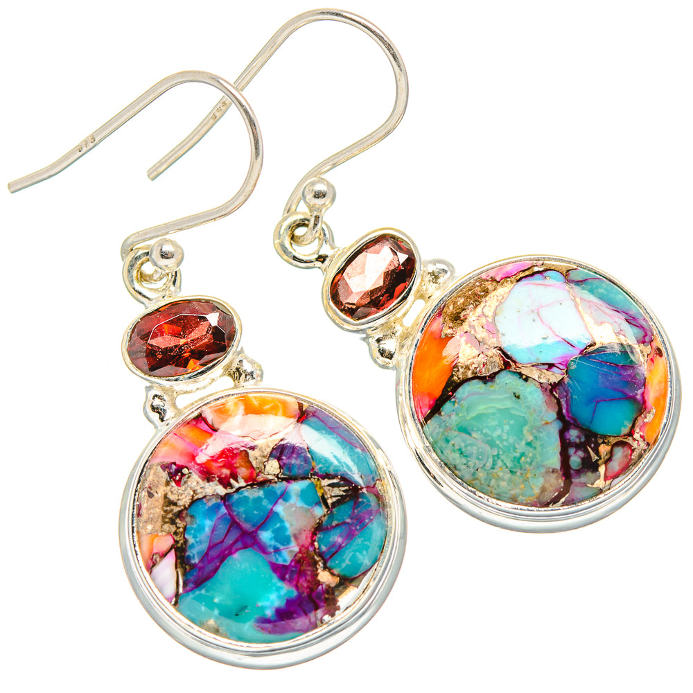 Kingman Pink Dahlia Turquoise Earrings handcrafted by Ana Silver Co - EARR429890 - Photo 2