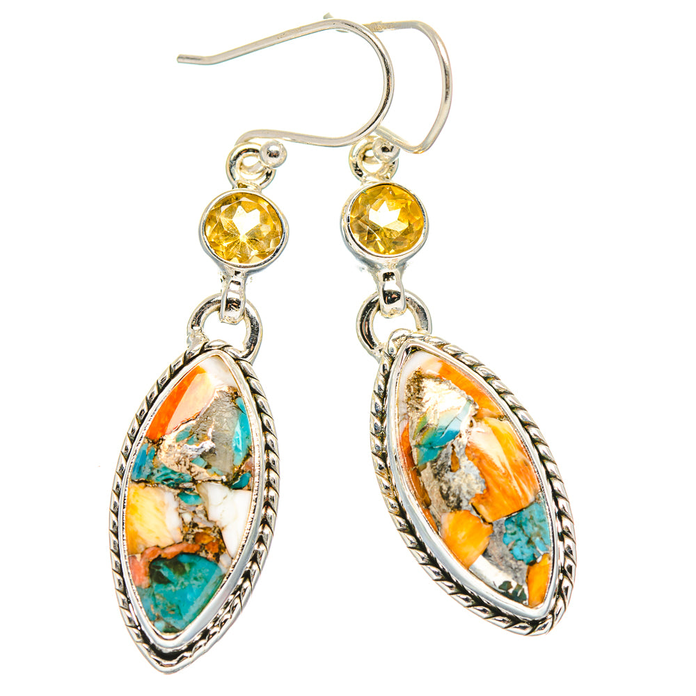 Spiny Oyster Turquoise Earrings handcrafted by Ana Silver Co - EARR429893 - Photo 2