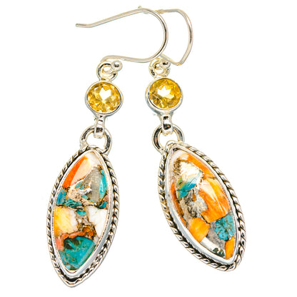 Spiny Oyster Turquoise Earrings handcrafted by Ana Silver Co - EARR429893 - Photo 2