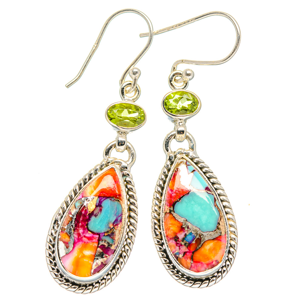 Kingman Pink Dahlia Turquoise Earrings handcrafted by Ana Silver Co - EARR429896 - Photo 2