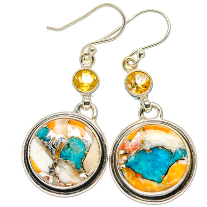 Spiny Oyster Turquoise Earrings handcrafted by Ana Silver Co - EARR429920 - Photo 2