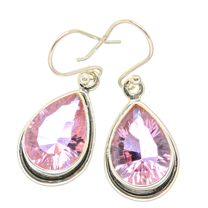 Faceted color-change alexandrite lab earrings, teardrop pink stones in sterling silver