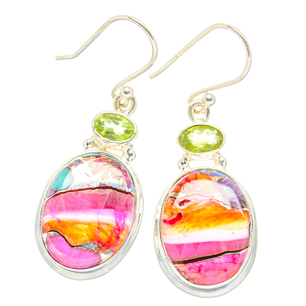 Kingman Pink Dahlia Turquoise Earrings handcrafted by Ana Silver Co - EARR429925 - Photo 2