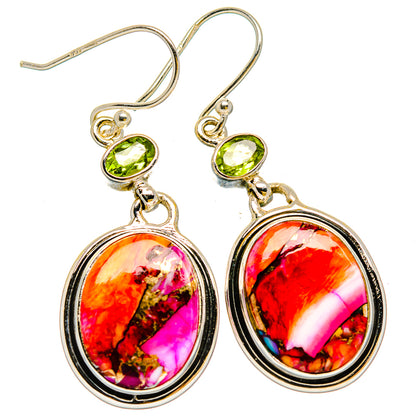 Kingman Pink Dahlia Turquoise Earrings handcrafted by Ana Silver Co - EARR429934 - Photo 2