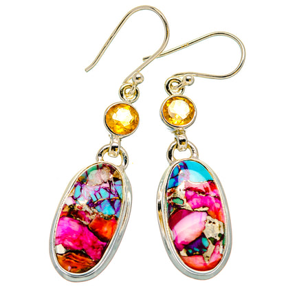 Kingman Pink Dahlia Turquoise Earrings handcrafted by Ana Silver Co - EARR429938 - Photo 2