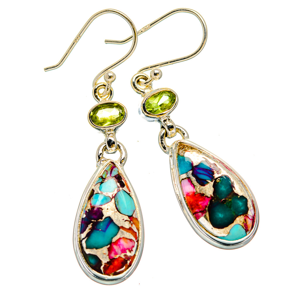 Kingman Pink Dahlia Turquoise Earrings handcrafted by Ana Silver Co - EARR429954 - Photo 2