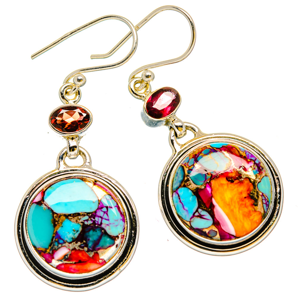 Kingman Pink Dahlia Turquoise Earrings handcrafted by Ana Silver Co - EARR429973 - Photo 2