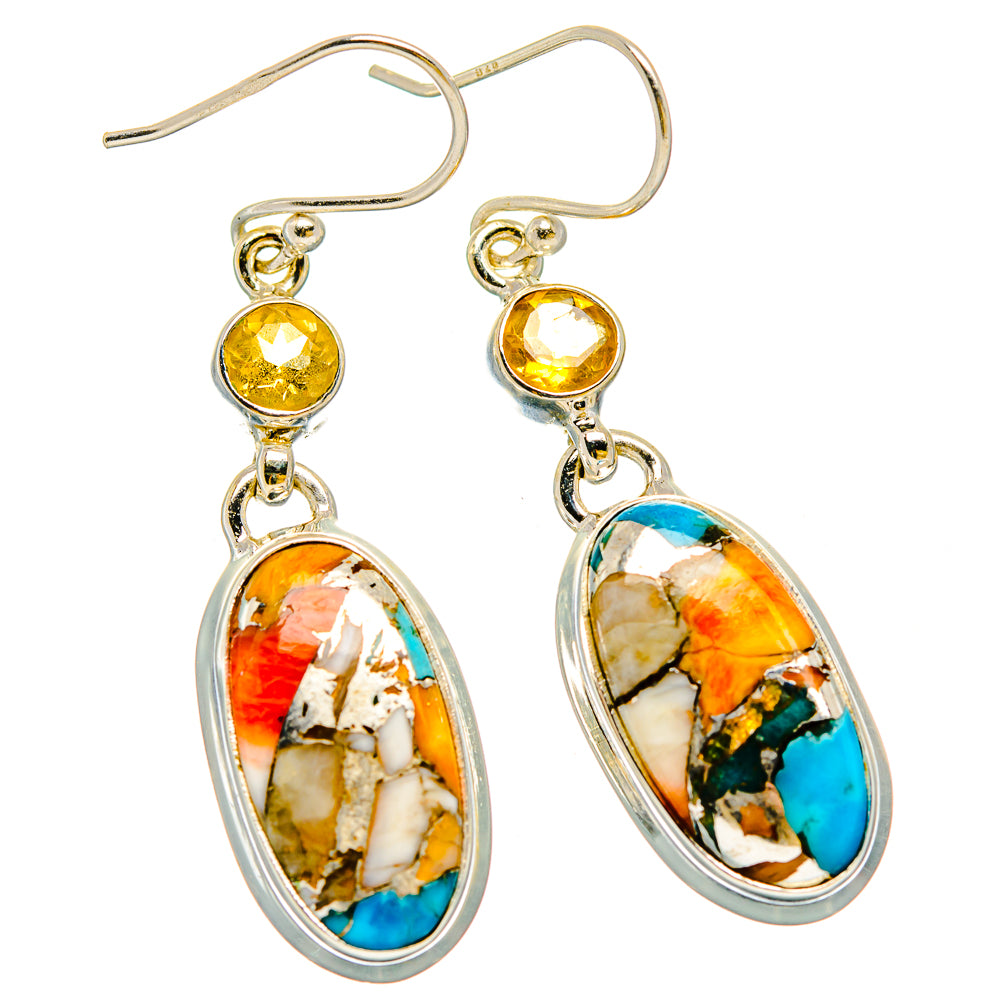 Spiny Oyster Turquoise Earrings handcrafted by Ana Silver Co - EARR429974 - Photo 2