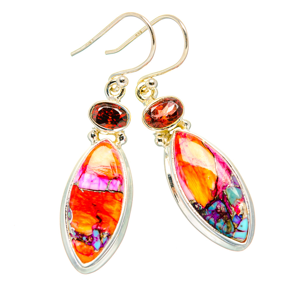 Kingman Pink Dahlia Turquoise Earrings handcrafted by Ana Silver Co - EARR429995 - Photo 2