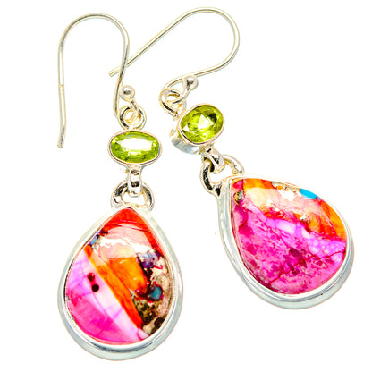 Kingman Pink Dahlia Turquoise Earrings handcrafted by Ana Silver Co - EARR429998 - Photo 2