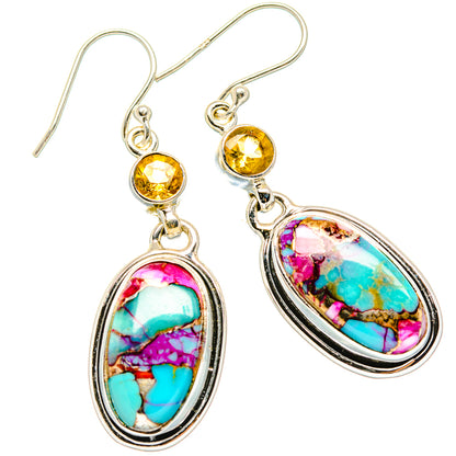 Kingman Pink Dahlia Turquoise Earrings handcrafted by Ana Silver Co - EARR430020 - Photo 2