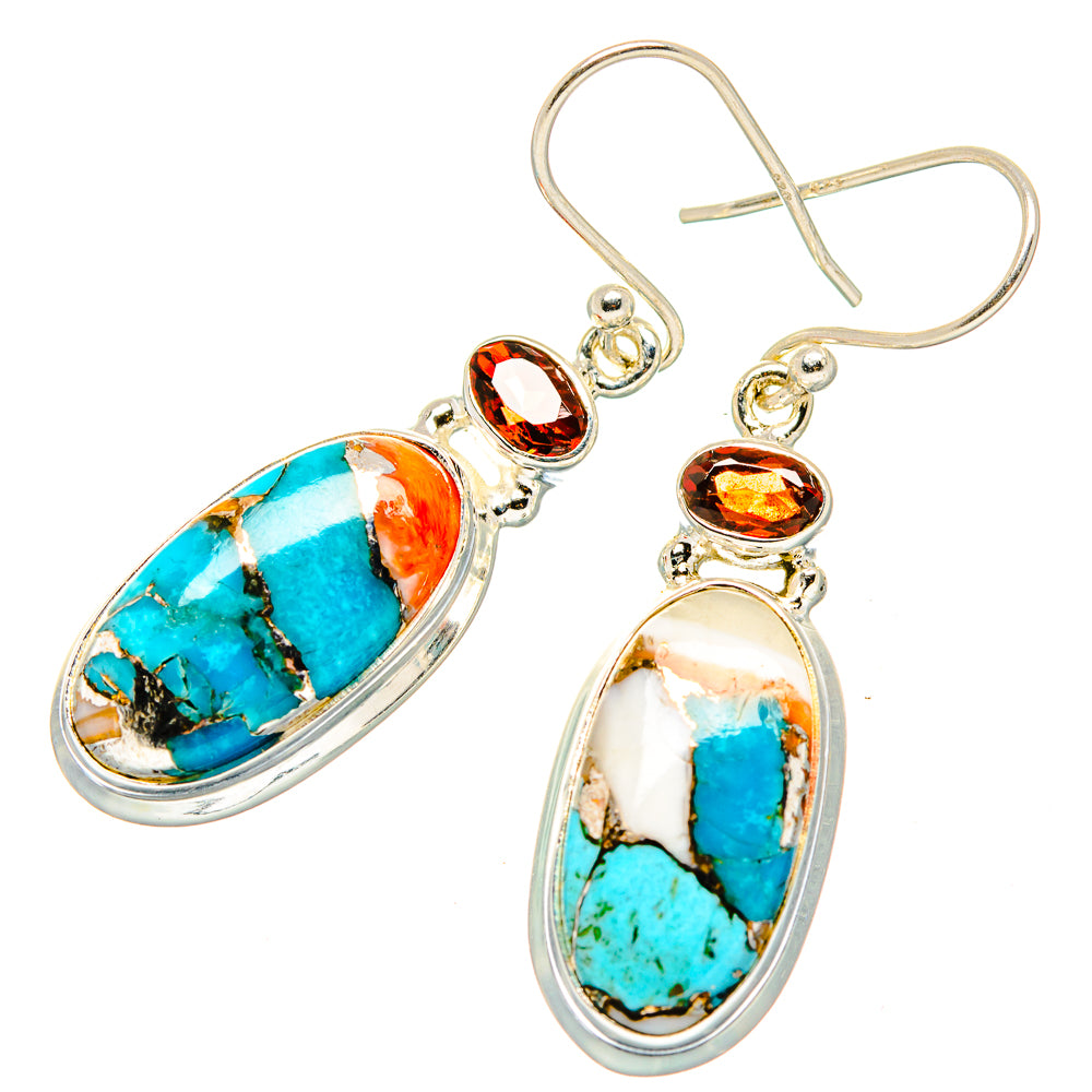 Spiny Oyster Turquoise Earrings handcrafted by Ana Silver Co - EARR430023 - Photo 2