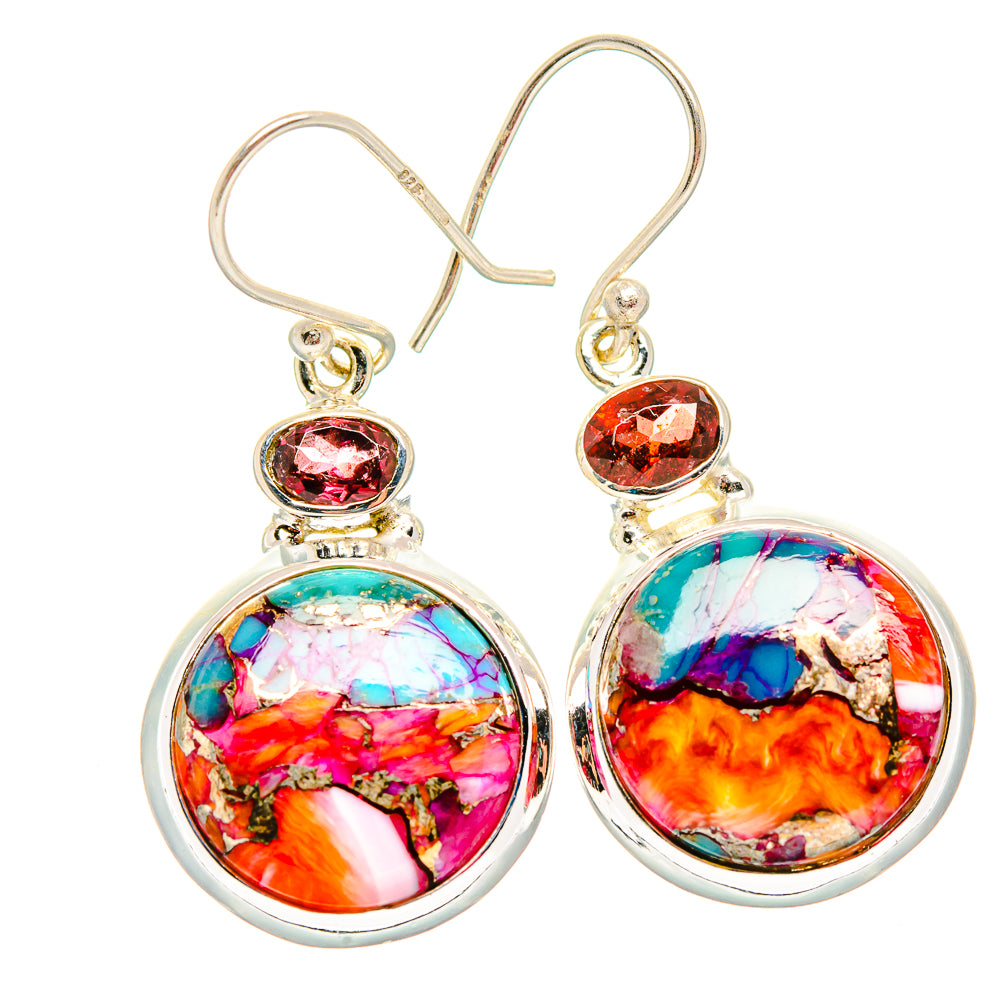 Kingman Pink Dahlia Turquoise Earrings handcrafted by Ana Silver Co - EARR430030 - Photo 2