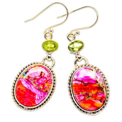 Kingman Pink Dahlia Turquoise Earrings handcrafted by Ana Silver Co - EARR430055 - Photo 2