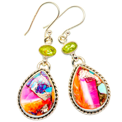 Kingman Pink Dahlia Turquoise Earrings handcrafted by Ana Silver Co - EARR430059 - Photo 2