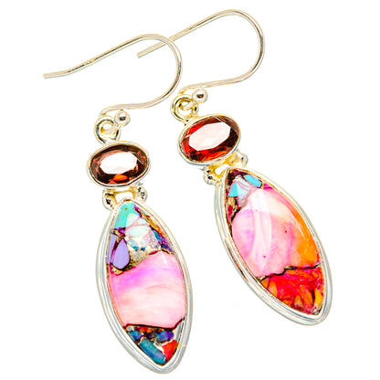Kingman Pink Dahlia Turquoise Earrings handcrafted by Ana Silver Co - EARR430062 - Photo 2