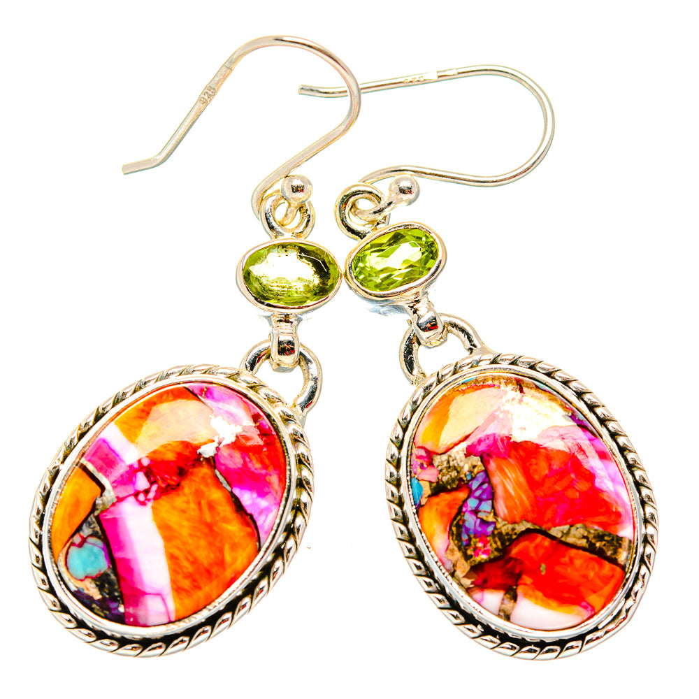 Kingman Pink Dahlia Turquoise Earrings handcrafted by Ana Silver Co - EARR430065 - Photo 2