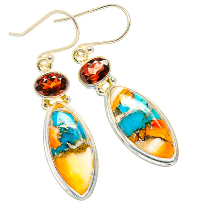Spiny Oyster Turquoise Earrings handcrafted by Ana Silver Co - EARR430066 - Photo 2