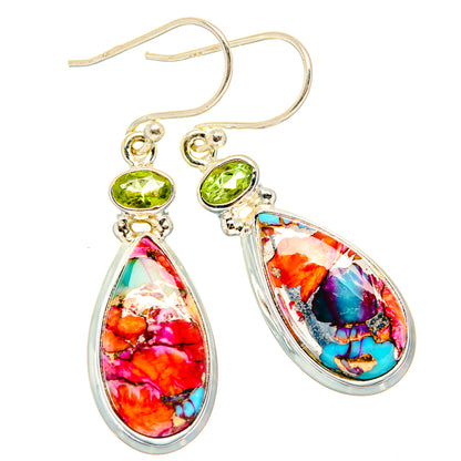 Kingman Pink Dahlia Turquoise Earrings handcrafted by Ana Silver Co - EARR430067 - Photo 2