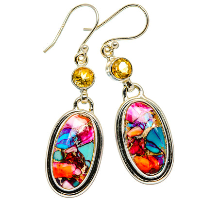 Kingman Pink Dahlia Turquoise Earrings handcrafted by Ana Silver Co - EARR430084 - Photo 2