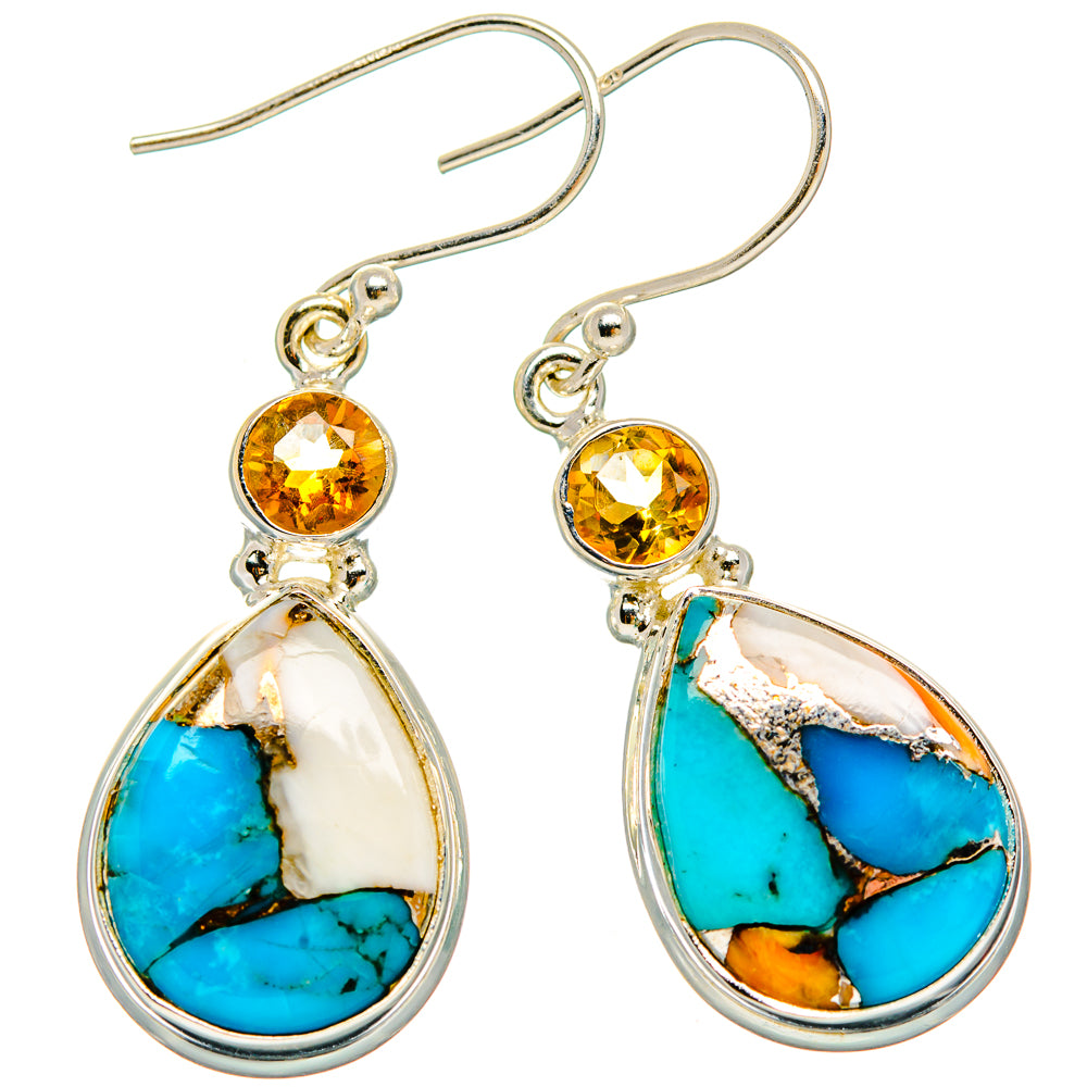 Blue Copper Composite Turquoise Earrings handcrafted by Ana Silver Co - EARR430098 - Photo 2
