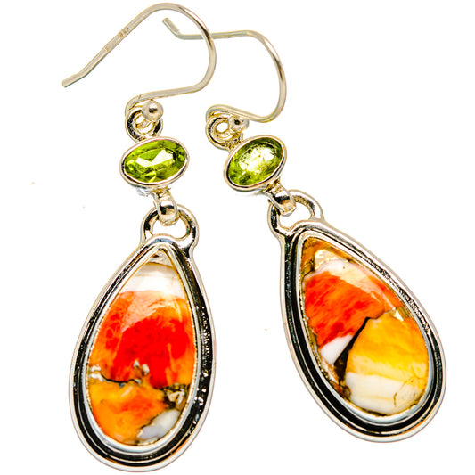 Spiny Oyster Turquoise Earrings handcrafted by Ana Silver Co - EARR430104 - Photo 2