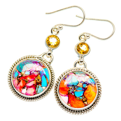 Kingman Pink Dahlia Turquoise Earrings handcrafted by Ana Silver Co - EARR430131 - Photo 2