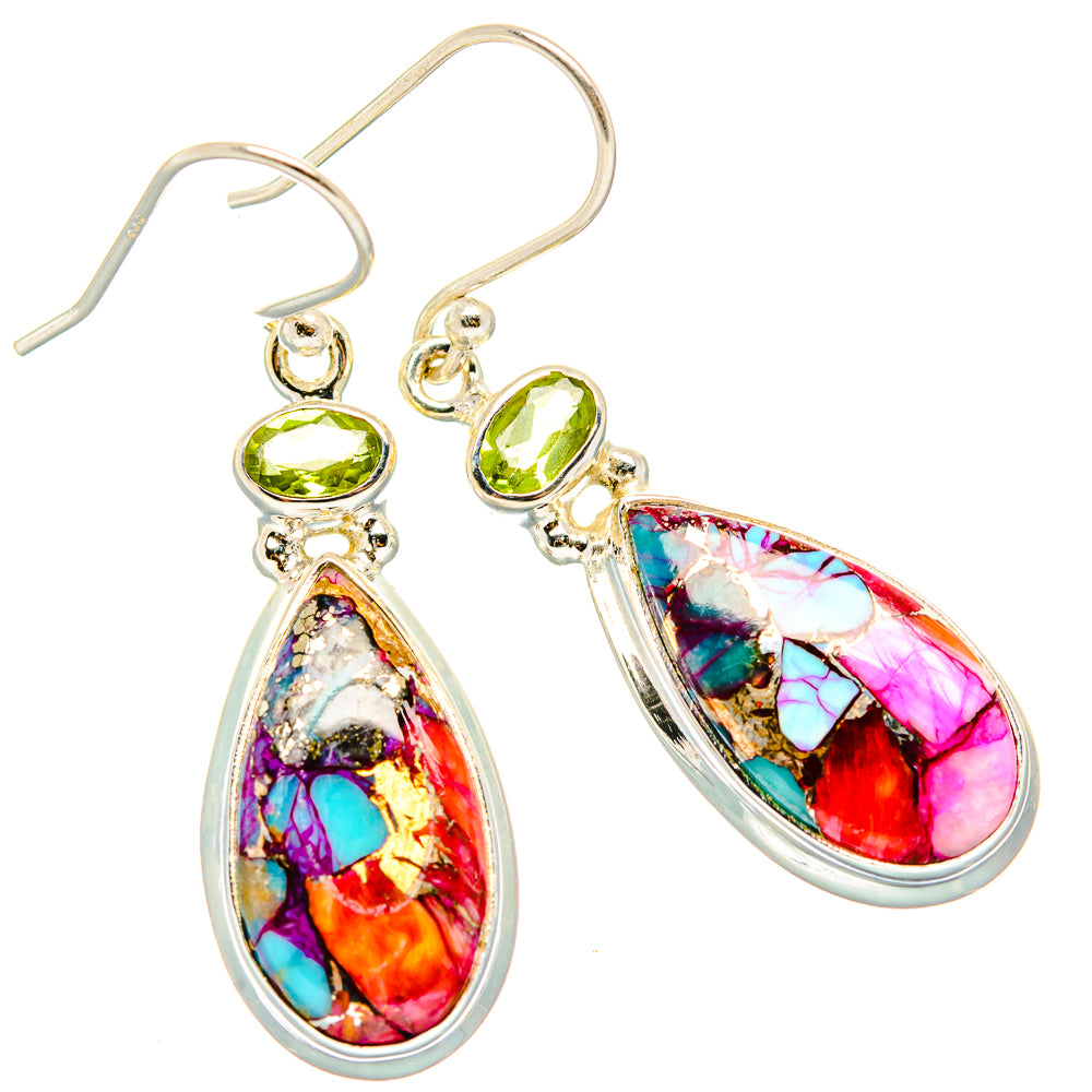 Kingman Pink Dahlia Turquoise Earrings handcrafted by Ana Silver Co - EARR430157 - Photo 2